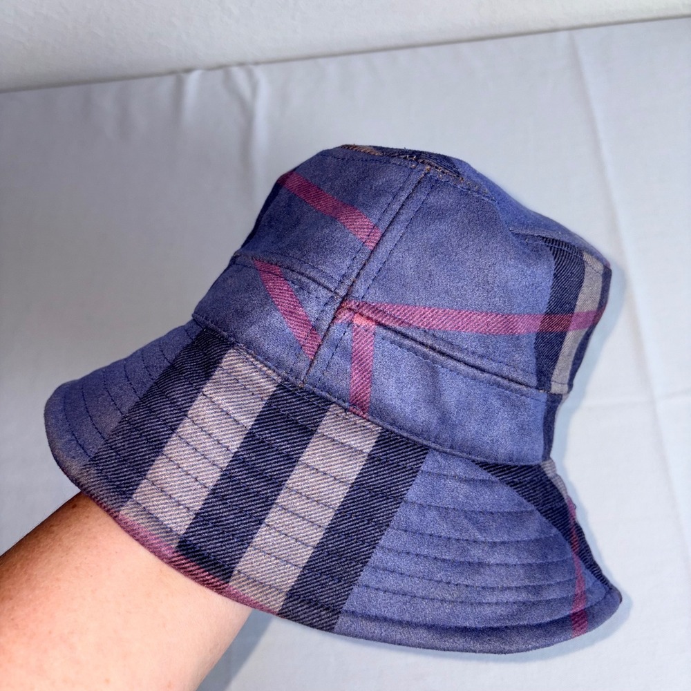 Unbranded Bucket Hat 49 Blue Purple Nova Check good condition Plaid Hat